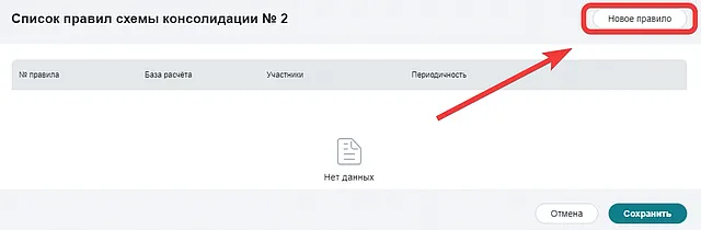 Кнопка добавления нового правила схему консолидации